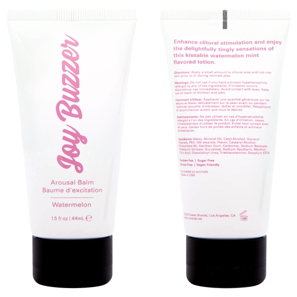 JOY BUZZER Clitoral Arousal Balm - Watermelon 1.5oz | 44mL – Rechargeable, Discreet, Intimate Wellness Accessory – Quiet, Rechargeable, Waterproof, Couples & Solo Use, Discreet Intimate Wellness Accessory