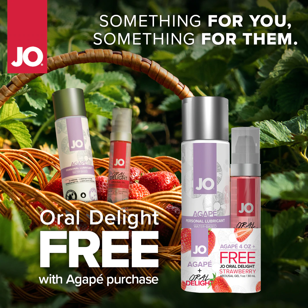 JO Agape 4oz + GWP JO Oral Delight Strawberry Arousal Gel 1oz – Rechargeable, Discreet, Intimate Wellness Accessory – Quiet, Rechargeable, Waterproof, Couples & Solo Use, Discreet Intimate Wellness Accessory