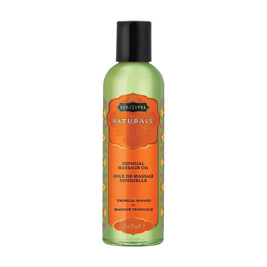 Naturals Massage Oil Tropical Mango (2oz) – Rechargeable, Discreet, Intimate Wellness Accessory – Quiet, Rechargeable, Waterproof, Couples & Solo Use, Discreet Intimate Wellness Accessory