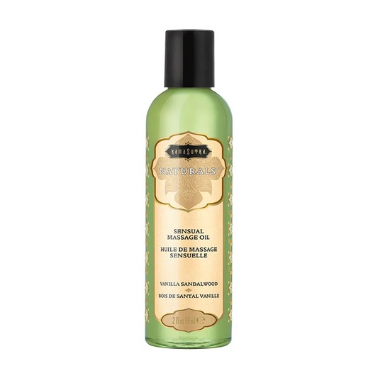 Naturals Massage Oil Vanilla Sandalwood (2oz) – Rechargeable, Discreet, Intimate Wellness Accessory – Quiet, Rechargeable, Waterproof, Couples & Solo Use, Discreet Intimate Wellness Accessory