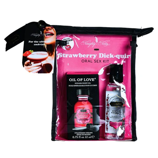 ORAL intimacy COCKTAIL KIT - Strawberry Dick-quiri (Strawberry Dreams) 2oz Divine Nectar / .75oz Oil of L – Rechargeable, Discreet, Intimate Wellness Accessory – Quiet, Rechargeable, Waterproof, Couples & Solo Use, Discreet Intimate Wellness Accessory