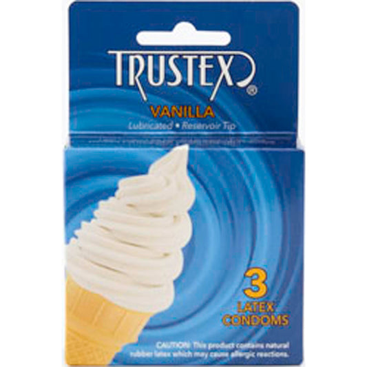 Trustex Flavored Lubricated Condoms - 3 Pack - Vanilla – Rechargeable, Discreet, Intimate Wellness Accessory – Quiet, Rechargeable, Waterproof, Couples & Solo Use, Discreet Intimate Wellness Accessory