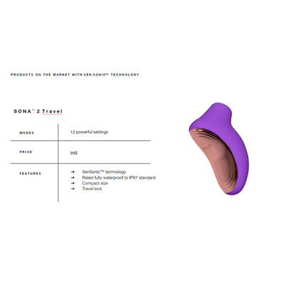Sona 2 Travel Purple – Rechargeable, Discreet, Intimate Wellness Accessory – Quiet, Rechargeable, Waterproof, Couples & Solo Use, Discreet Intimate Wellness Accessory
