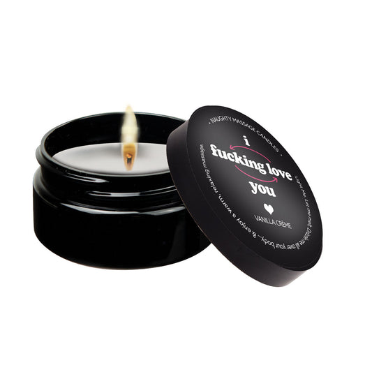 I F*cking Love You - Naughty Mini Massage Candle – Rechargeable, Discreet, Intimate Wellness Accessory – Quiet, Rechargeable, Waterproof, Couples & Solo Use, Discreet Intimate Wellness Accessory