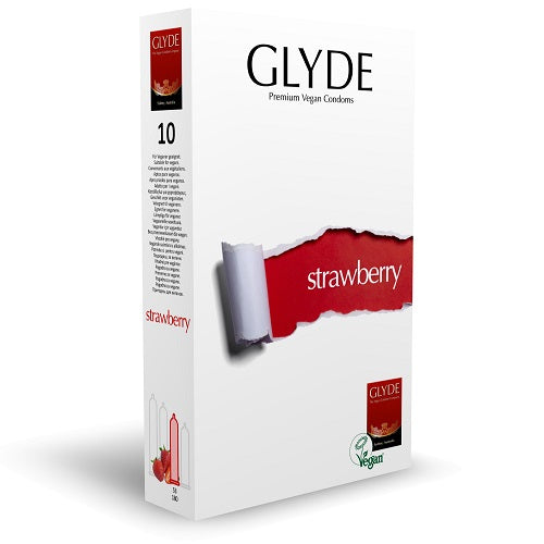Glyde Ultra Strawberry Flavour Vegan Condoms 10 Pack – Rechargeable, Discreet, Intimate Wellness Accessory – Quiet, Rechargeable, Waterproof, Couples & Solo Use, Discreet Intimate Wellness Accessory