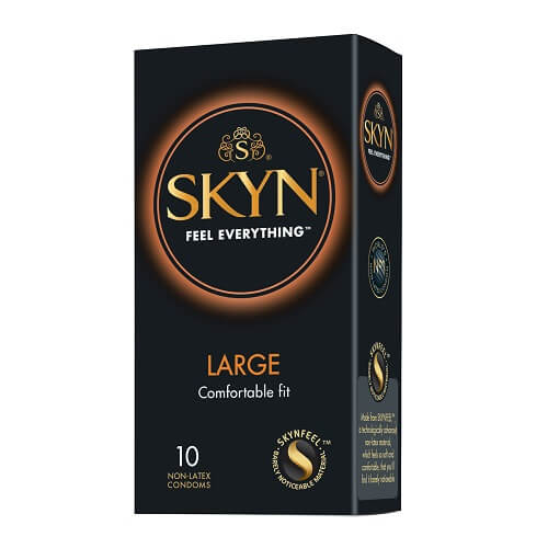 Mates SKYN Large Non Latex Condoms 10 Pack – Rechargeable, Discreet, Intimate Wellness Accessory – Quiet, Rechargeable, Waterproof, Couples & Solo Use, Discreet Intimate Wellness Accessory