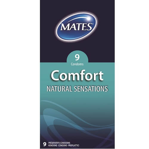 Mates Comfort Natural Sensations Condoms 9 Pack – Rechargeable, Discreet, Intimate Wellness Accessory – Quiet, Rechargeable, Waterproof, Couples & Solo Use, Discreet Intimate Wellness Accessory