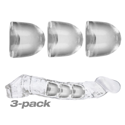ADJUSTFIT INSERT 3-pack cocksheath inserts - Clear – Rechargeable, Discreet, Intimate Wellness Accessory – Quiet, Rechargeable, Waterproof, Couples & Solo Use, Discreet Intimate Wellness Accessory