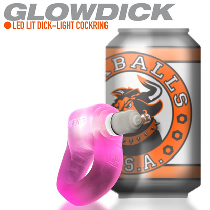 GLOWDICK, cockring with LED, PINK ICE – Rechargeable, Discreet, Intimate Wellness Accessory – Quiet, Rechargeable, Waterproof, Couples & Solo Use, Discreet Intimate Wellness Accessory