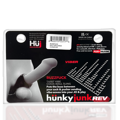 BUZZFUCK, sling with taint vibe, WHITE ICE – Rechargeable, Discreet, Intimate Wellness Accessory – Quiet, Rechargeable, Waterproof, Couples & Solo Use, Discreet Intimate Wellness Accessory