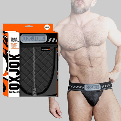 PACKER, industrial quilted cargo strapjock, BLACK PUFF, MEDIUM – Rechargeable, Discreet, Intimate Wellness Accessory – Quiet, Rechargeable, Waterproof, Couples & Solo Use, Discreet Intimate Wellness Accessory