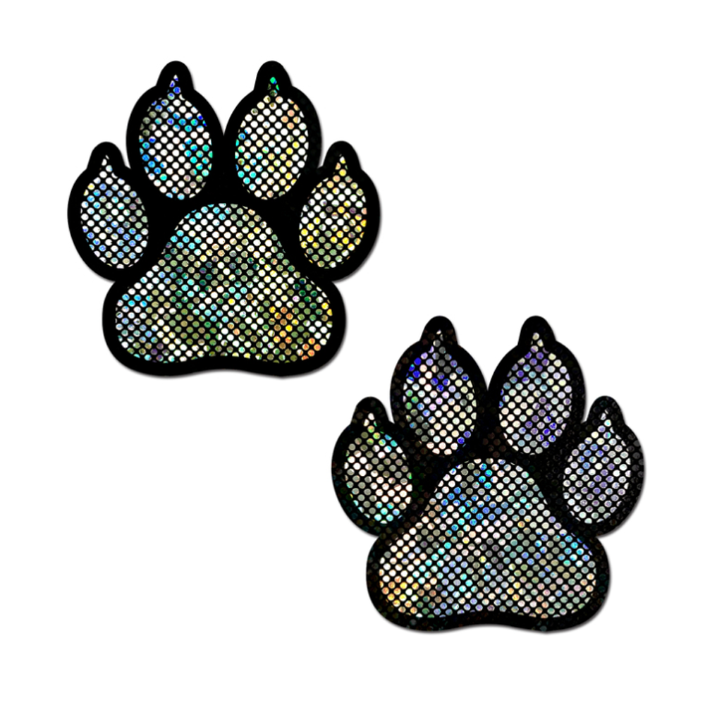 Paw Print Pasties - Disco Silver/Black – Rechargeable, Discreet, Intimate Wellness Accessory – Quiet, Rechargeable, Waterproof, Couples & Solo Use, Discreet Intimate Wellness Accessory