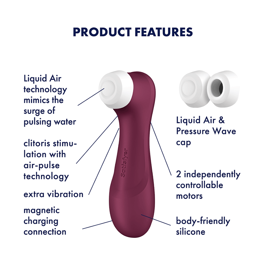 Pro 2 Generation 3 - Wine Red – Rechargeable, Discreet, Intimate Wellness Accessory – Quiet, Rechargeable, Waterproof, Couples & Solo Use, Discreet Intimate Wellness Accessory