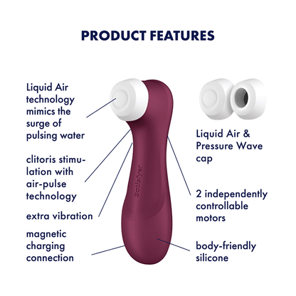 Pro 2 Generation 3 - Wine Red – Rechargeable, Discreet, Intimate Wellness Accessory – Quiet, Rechargeable, Waterproof, Couples & Solo Use, Discreet Intimate Wellness Accessory