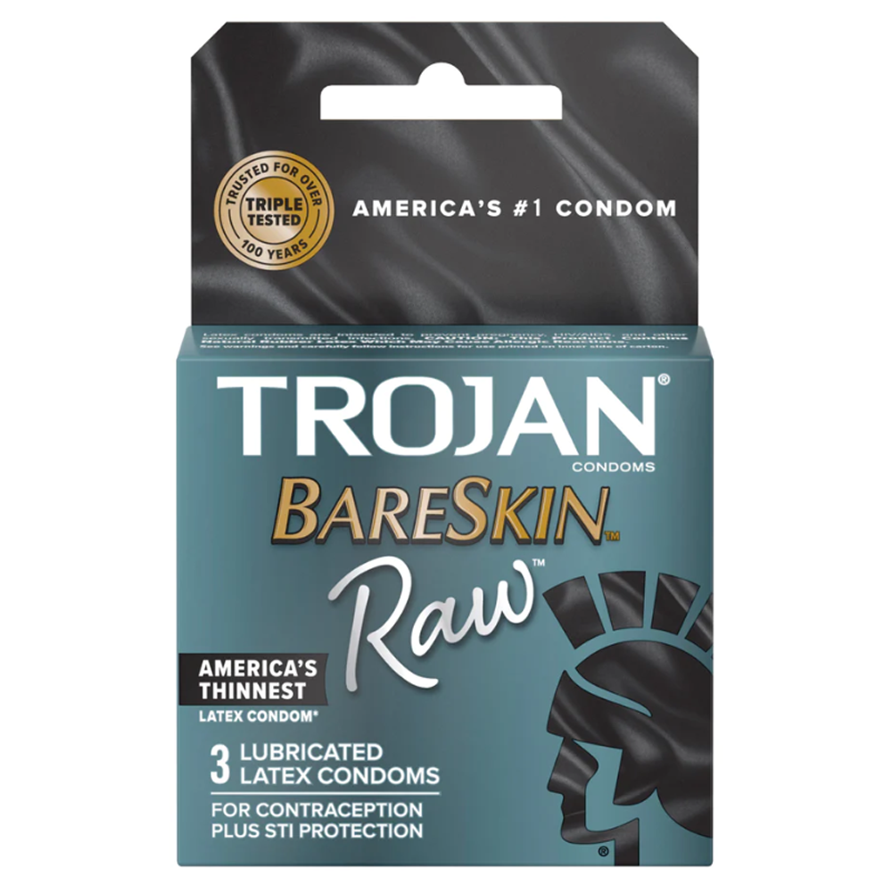 Trojan Bareskin Raw Condoms - 3pk – Rechargeable, Discreet, Intimate Wellness Accessory – Quiet, Rechargeable, Waterproof, Couples & Solo Use, Discreet Intimate Wellness Accessory