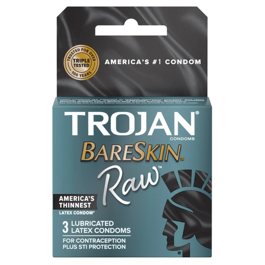 Trojan Bareskin Raw Condoms - 3pk – Rechargeable, Discreet, Intimate Wellness Accessory – Quiet, Rechargeable, Waterproof, Couples & Solo Use, Discreet Intimate Wellness Accessory