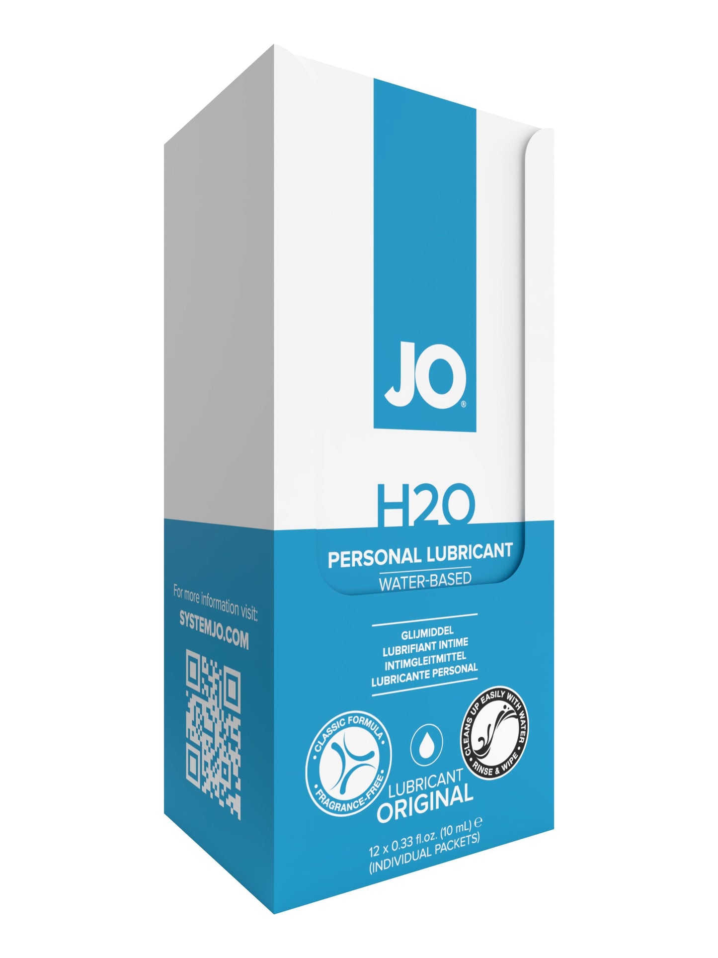 JO H2O Foil Display Box - Original - Lubricant 0.34 floz / 10 mL – Rechargeable, Discreet, Intimate Wellness Accessory – Quiet, Rechargeable, Waterproof, Couples & Solo Use, Discreet Intimate Wellness Accessory