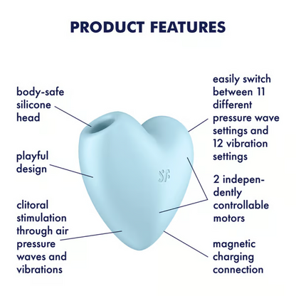 Cutie Heart - Blue – Rechargeable, Discreet, Intimate Wellness Accessory – Quiet, Rechargeable, Waterproof, Couples & Solo Use, Discreet Intimate Wellness Accessory