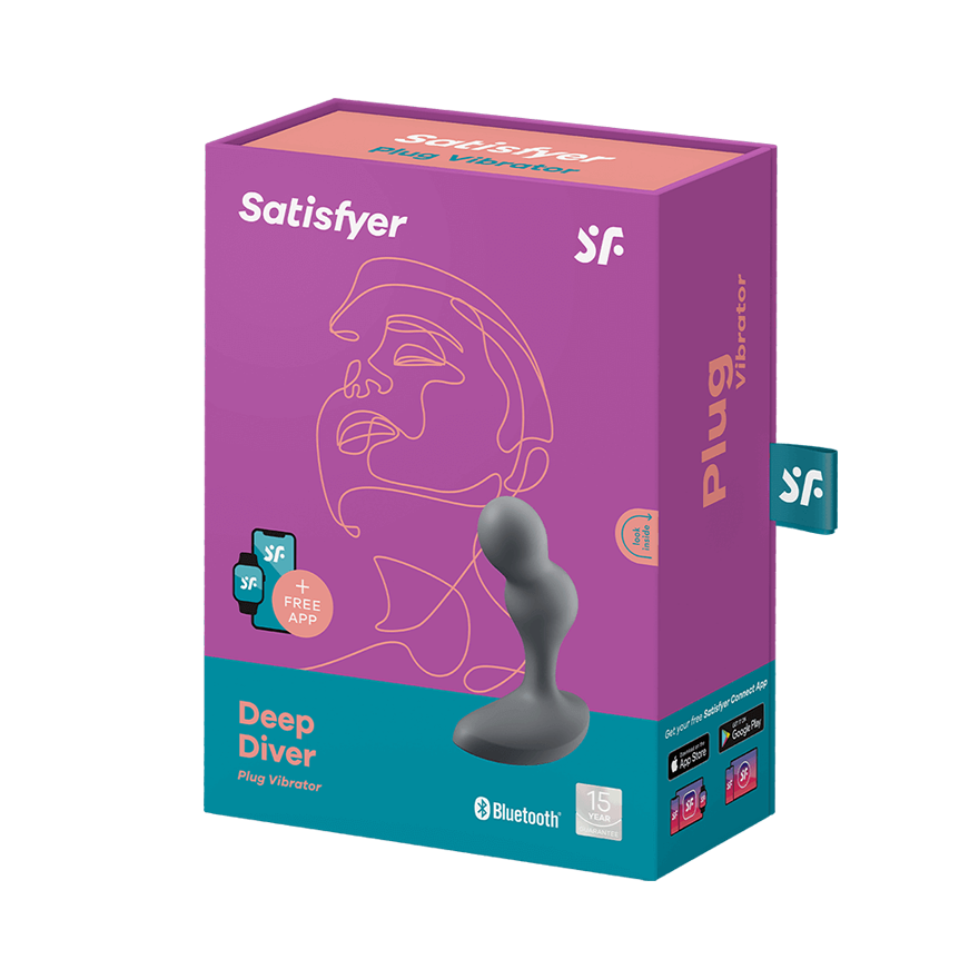 Deep Diver Connect App - Grey – Rechargeable, Discreet, Intimate Wellness Accessory – Quiet, Rechargeable, Waterproof, Couples & Solo Use, Discreet Intimate Wellness Accessory