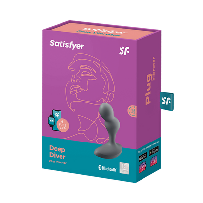 Deep Diver Connect App - Grey – Rechargeable, Discreet, Intimate Wellness Accessory – Quiet, Rechargeable, Waterproof, Couples & Solo Use, Discreet Intimate Wellness Accessory
