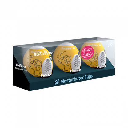 solo massager Egg 3er Set (Fierce) Yellow – Rechargeable, Discreet, Intimate Wellness Accessory – Quiet, Rechargeable, Waterproof, Couples & Solo Use, Discreet Intimate Wellness Accessory