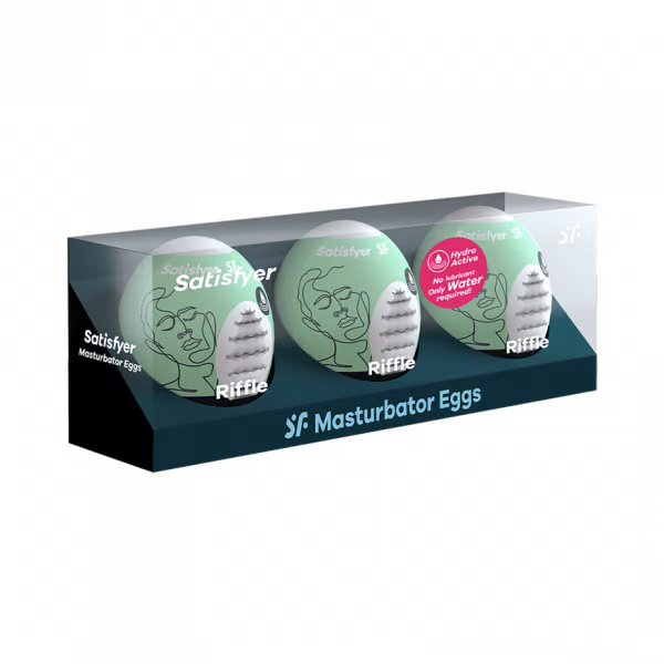 solo massager Egg 3er Set (Riffle) Light Green – Rechargeable, Discreet, Intimate Wellness Accessory – Quiet, Rechargeable, Waterproof, Couples & Solo Use, Discreet Intimate Wellness Accessory
