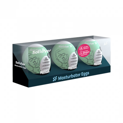 solo massager Egg 3er Set (Riffle) Light Green – Rechargeable, Discreet, Intimate Wellness Accessory – Quiet, Rechargeable, Waterproof, Couples & Solo Use, Discreet Intimate Wellness Accessory