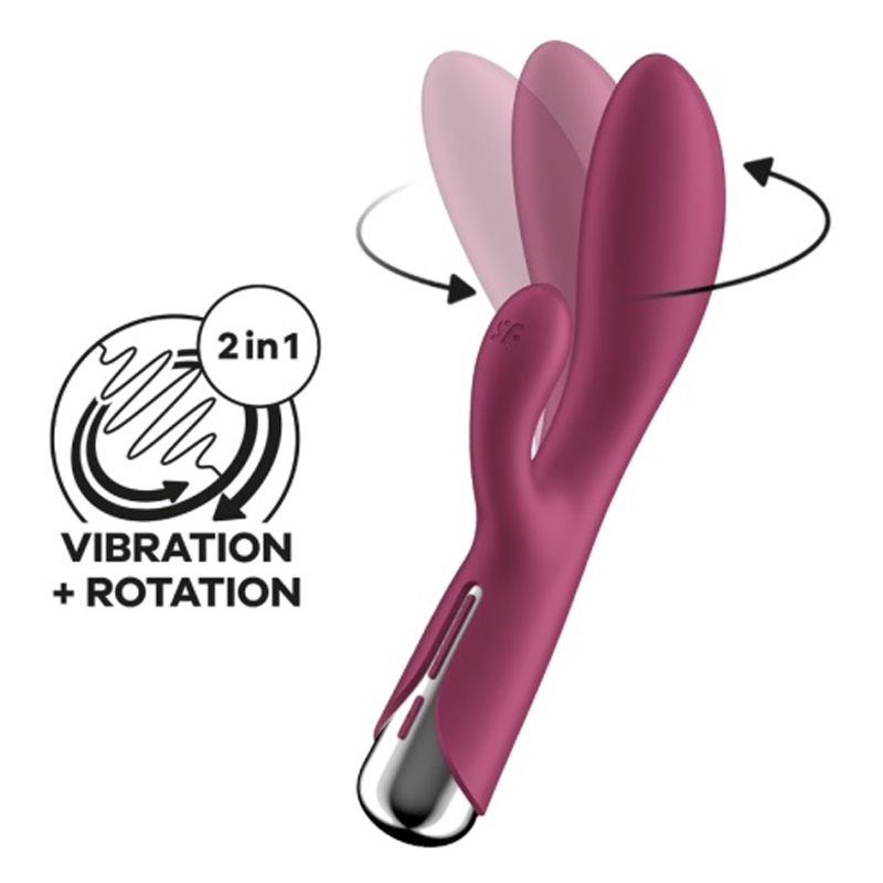 Spinning Rabbit 1 - Red – Rechargeable, Discreet, Intimate Wellness Accessory – Quiet, Rechargeable, Waterproof, Couples & Solo Use, Discreet Intimate Wellness Accessory