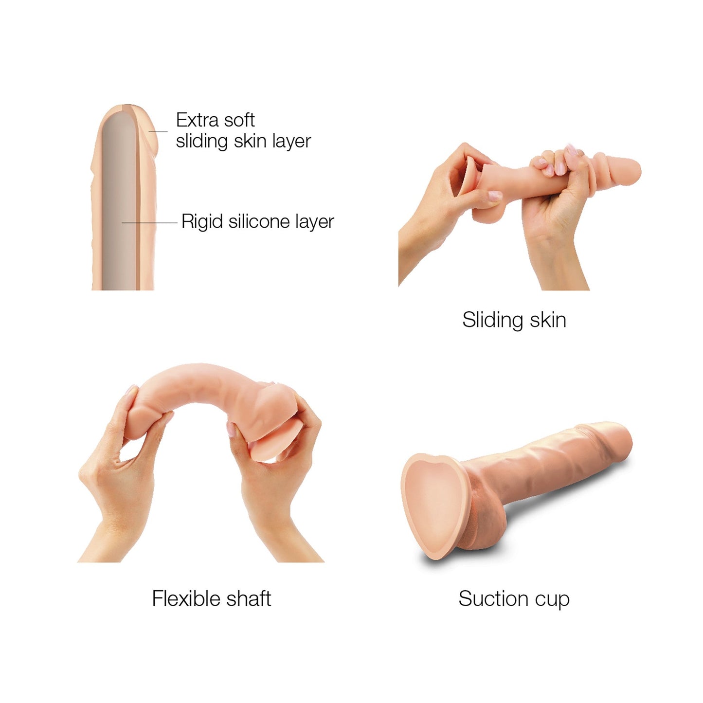 SLIDING SKIN REALISTIC personal massager VANILLA L – Rechargeable, Discreet, Intimate Wellness Accessory – Quiet, Rechargeable, Waterproof, Couples & Solo Use, Discreet Intimate Wellness Accessory