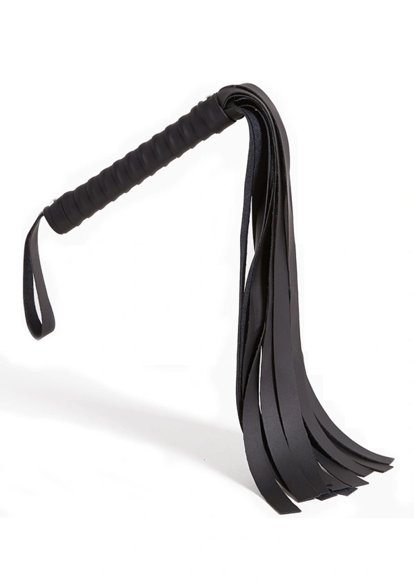 Black Faux Leather Flogger – Rechargeable, Discreet, Intimate Wellness Accessory – Quiet, Rechargeable, Waterproof, Couples & Solo Use, Discreet Intimate Wellness Accessory