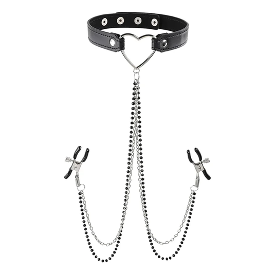Amor Collar with Nipple Jewelry – Rechargeable, Discreet, Intimate Wellness Accessory – Quiet, Rechargeable, Waterproof, Couples & Solo Use, Discreet Intimate Wellness Accessory