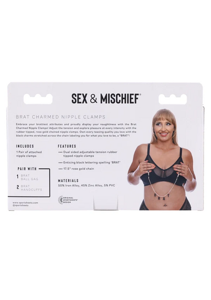 Brat Charmed Nipple Clamps – Rechargeable, Discreet, Intimate Wellness Accessory – Quiet, Rechargeable, Waterproof, Couples & Solo Use, Discreet Intimate Wellness Accessory