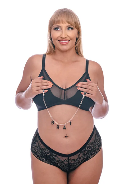 Brat Charmed Nipple Clamps – Rechargeable, Discreet, Intimate Wellness Accessory – Quiet, Rechargeable, Waterproof, Couples & Solo Use, Discreet Intimate Wellness Accessory