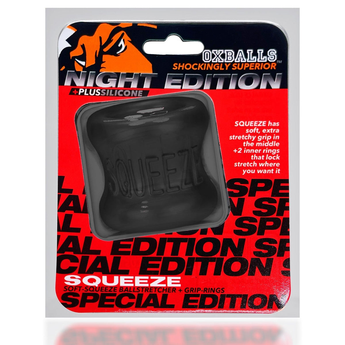 Oxballs SQUEEZE, ballstretcher - PLUS+SILICONE special edition - NIGHT – Rechargeable, Discreet, Intimate Wellness Accessory – Quiet, Rechargeable, Waterproof, Couples & Solo Use, Discreet Intimate Wellness Accessory