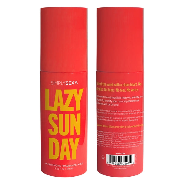PHEROMONE BODY MIST - LAZY SUNDAY  - 3.35 floz | 99mL – Rechargeable, Discreet, Intimate Wellness Accessory – Quiet, Rechargeable, Waterproof, Couples & Solo Use, Discreet Intimate Wellness Accessory