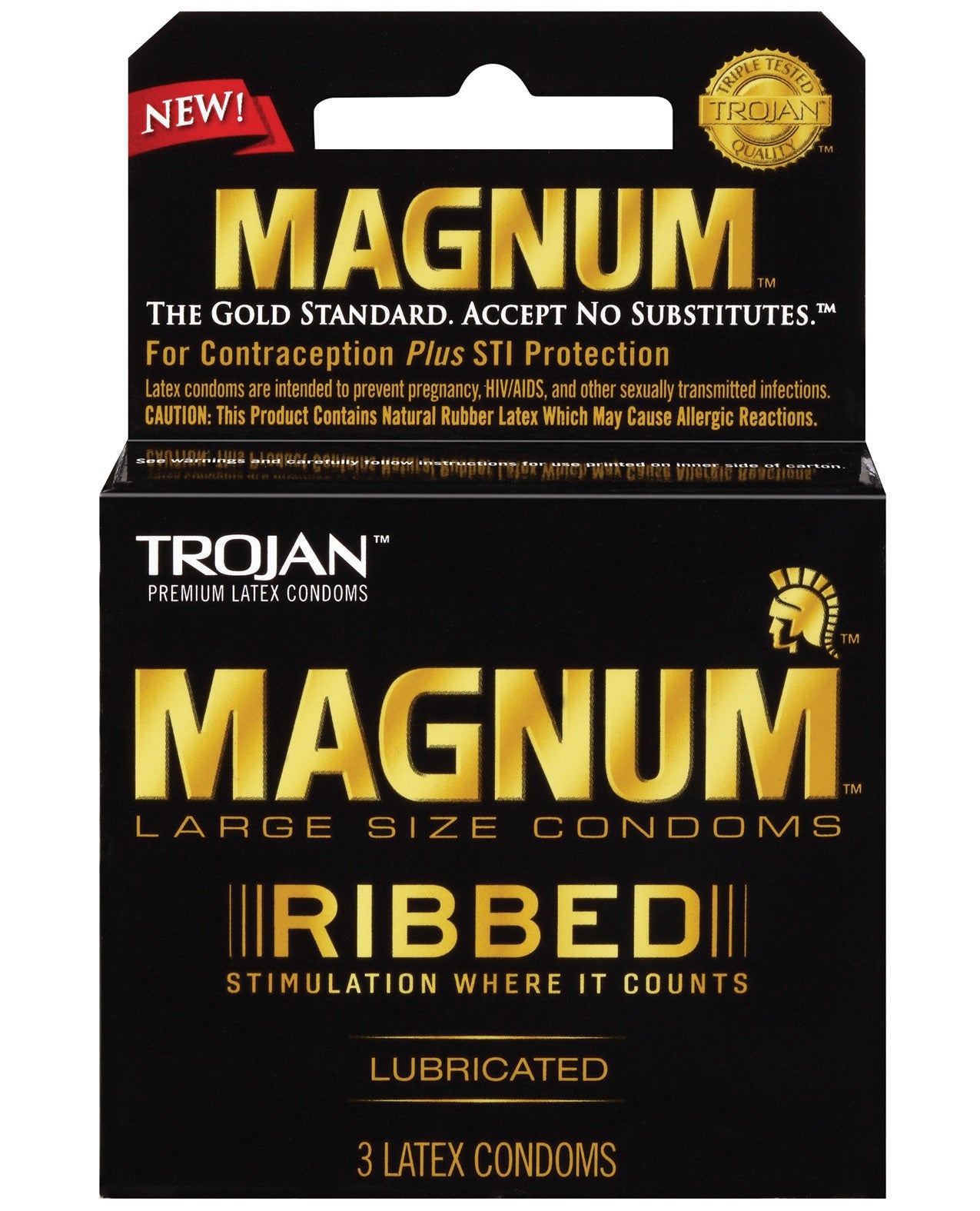 Trojan Magnum Ribbed Box 3 – Rechargeable, Discreet, Intimate Wellness Accessory – Quiet, Rechargeable, Waterproof, Couples & Solo Use, Discreet Intimate Wellness Accessory