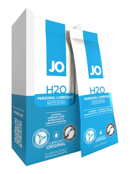 JO H2O Foil Display Box - Original - Lubricant 0.34 floz / 10 mL – Rechargeable, Discreet, Intimate Wellness Accessory – Quiet, Rechargeable, Waterproof, Couples & Solo Use, Discreet Intimate Wellness Accessory