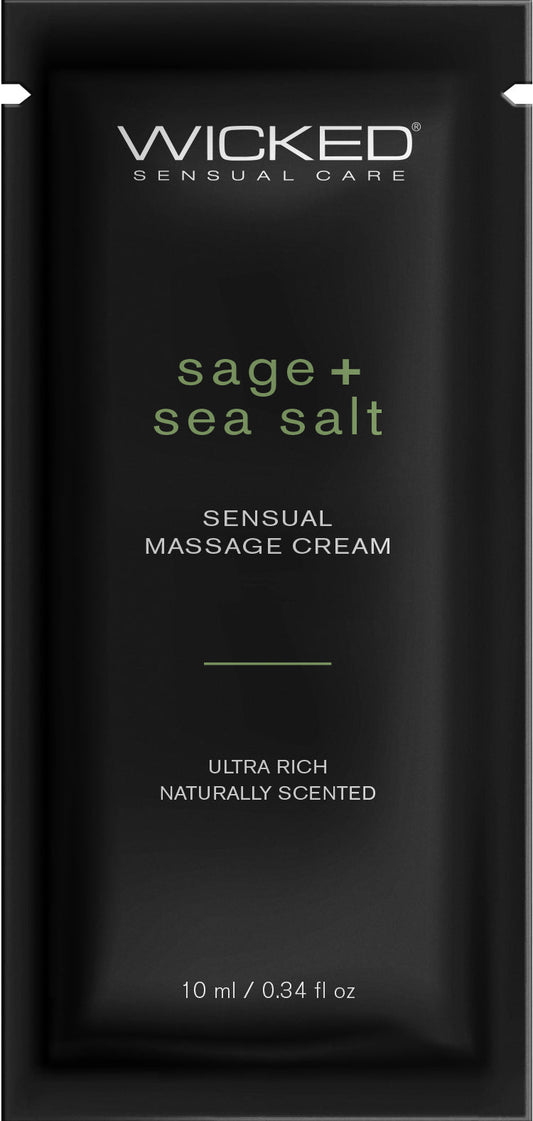 Sage + Sea Salt Massage Cream .34oz – Rechargeable, Discreet, Intimate Wellness Accessory – Quiet, Rechargeable, Waterproof, Couples & Solo Use, Discreet Intimate Wellness Accessory